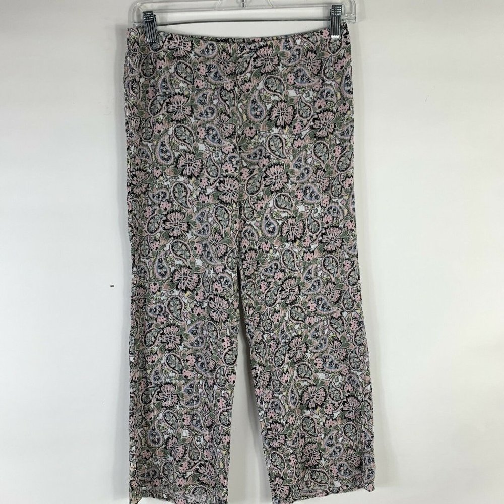 Ultra Flirt Pants Girl's Medium Paisley Floral Print Elastic Waist Rayon Lounge